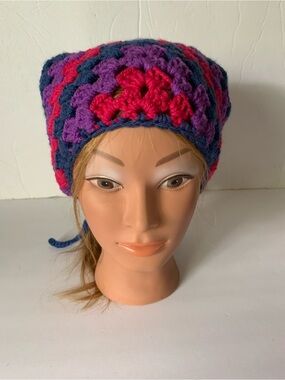 Crochet Bandana Pink Blue and Purple